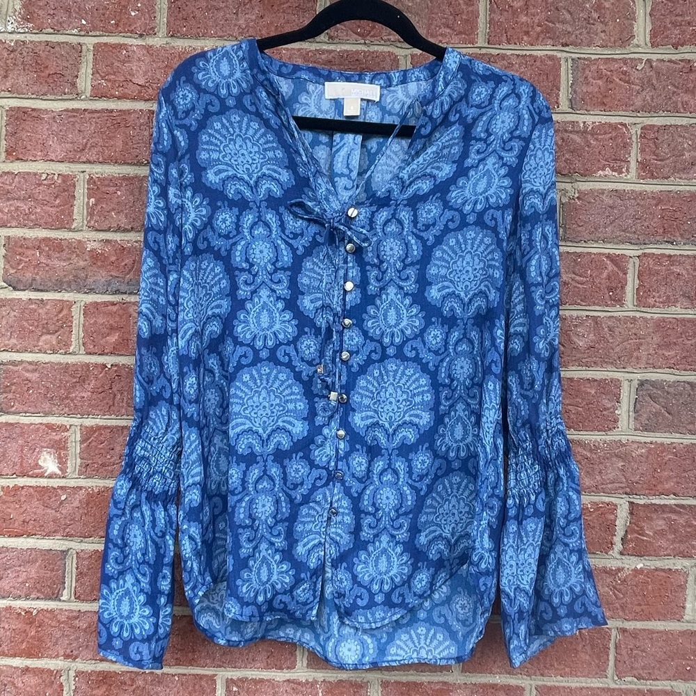 3/4 Sleeve Blue Michael Kors Blouse Size Small